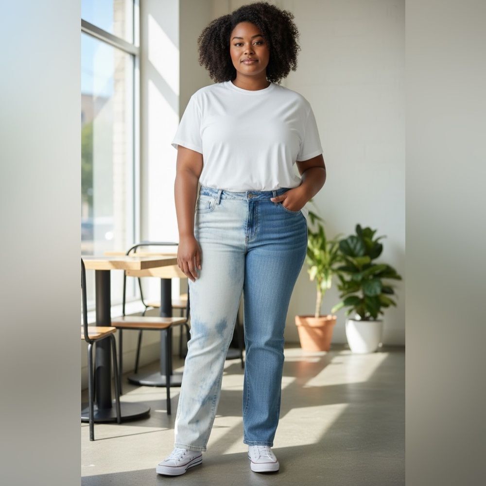 Fashion Bug 1/2 Bleached Bootcut Jeans